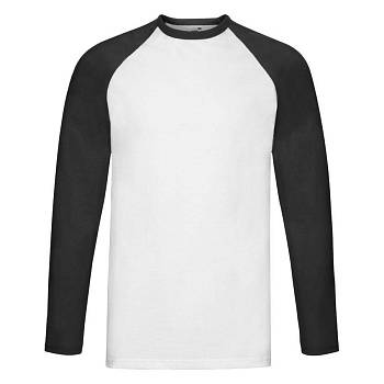 Футболка "Long Sleeve Baseball T", белый с черным_S, 100% х/б, 160 г/м2 Футболка "Long Sleeve Baseball T", белый с черным_S, 100% х/б, 160 г/м2