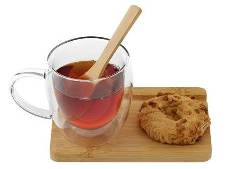 Кружка с двойными стенками на подставке с ложкой "Teatrio"