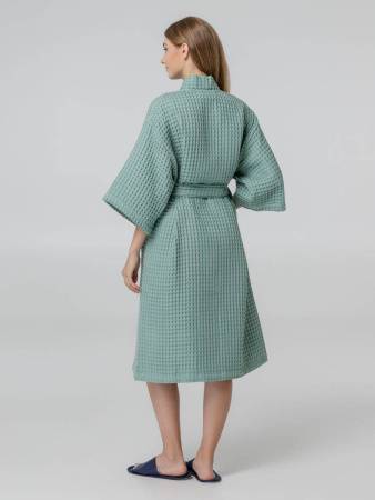 Халат вафельный женский Boho Kimono, зеленая мята, размер M (44-46)