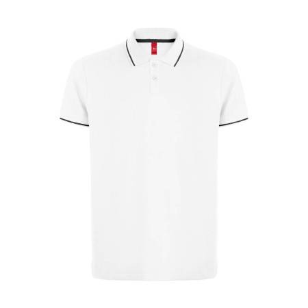 Рубашка-поло мужская SPECTRUM, к/р, белый/черный, S, 100% хлопок