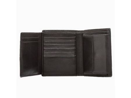 Портмоне BUGATTI Atlanta, чёрное, натуральная воловья кожа, 10,5х2х12,5 см