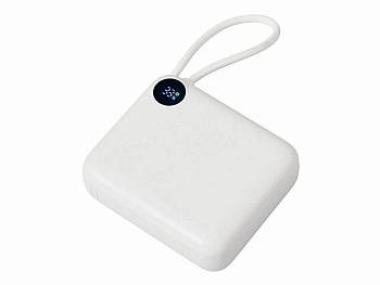 Внешний аккумулятор со встроенным кабелем «Liri», QC/PD, 10000 мАч, теплый белый