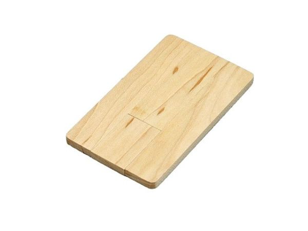 USB 2.0 Флешка "Визитка" на 16 Гб в виде деревянной карточки с выдвижным механизмом