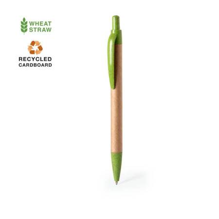 Шариковая ручка FILAX, переработанный картон, пластик c пшеничным волокном, натуральный/зеленый 