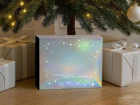 Подарочная коробка с голографическим шубером «Aurora», XL, вн. размер 300х235х105 мм.