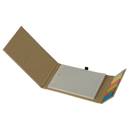 Блокнот BAMBOO, размер 10 х15,  с подставкой для телефона и набором стикеров 