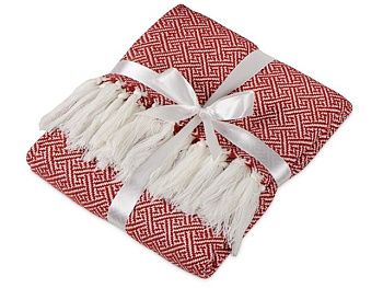 Плед акриловый Tassel с белой бахромой, красный Плед акриловый Tassel с белой бахромой, красный