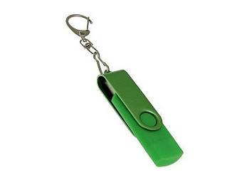 USB-флешка на 128 Гб 2 в 1 поворотный механизм, c дополнительным разъемом Type-C с одноцветным металлическим клипом, зеленый