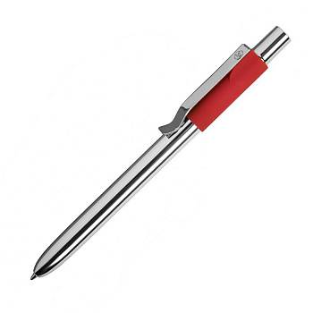 STAPLE, ручка шариковая, хром/красный, алюминий, пластик STAPLE, ручка шариковая, хром/красный, алюминий, пластик