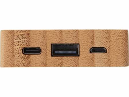 Внешний аккумулятор с подсветкой лого «Reedia S2», 5000 mAh, бамбук, черный