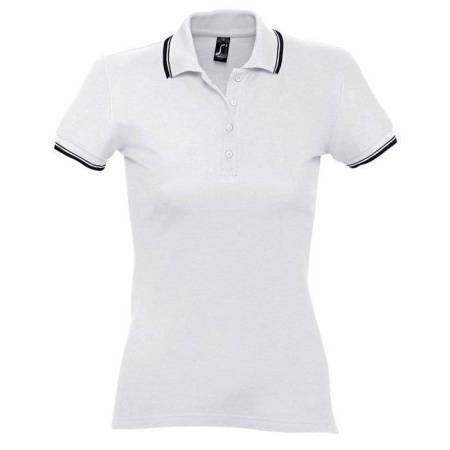 Футболка поло "Practice Women" белый с темно-синим_M, 100% х/б