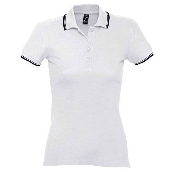 Футболка поло "Practice Women" белый с темно-синим_M, 100% х/б