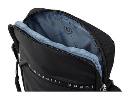 Сумка через плечо BUGATTI Blanc Delight, чёрная, нейлон RPET600D/тарпаулин/полиэстер, 16х4х23 см