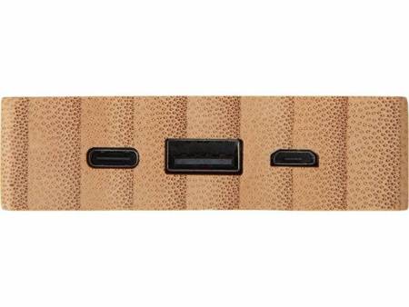 Внешний аккумулятор с подсветкой лого и солнечной панелью «Reedia S1», 10000 mAh, бамбук, черный