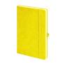 Бизнес-блокнот "Justy", 130*210 мм, желтый, твердая обложка,  резинка 7 мм, блок-линейка, тиснение
