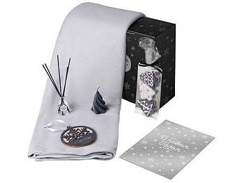 Подарочный набор с пледом, свечой и диффузором, серый