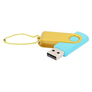 Флешка Designer To Go 2.0 USB 16Gb, бирюзовый/желтый Флешка Designer To Go 2.0 USB 16Gb, бирюзовый/желтый