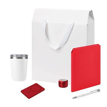 Подарочный набор Welcome Pack Premium, красный (термокружка, колонка, ежедневник, ручка, ЗУ, коробка-пакет) Подарочный набор Welcome Pack Premium, красный (термокружка, колонка, ежедневник, ручка, ЗУ, коробка-пакет)