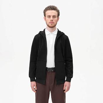 Толстовка на молнии с капюшоном MATEO черная