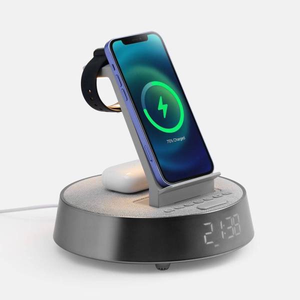 Bluetooth-колонка с беспроводной зарядкой и часами netEnergy Bluetooth-колонка с беспроводной зарядкой и часами netEnergy