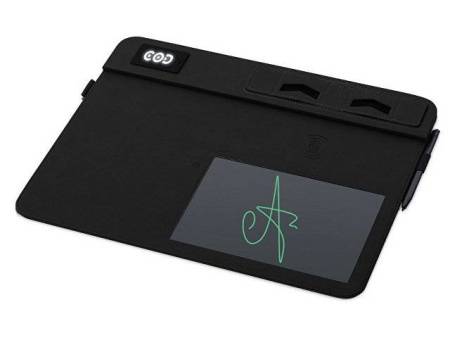 Многофункциональный коврик для мыши «Multi Pad» с беспроводной зарядкой и LCD экраном, 10 Вт, серый