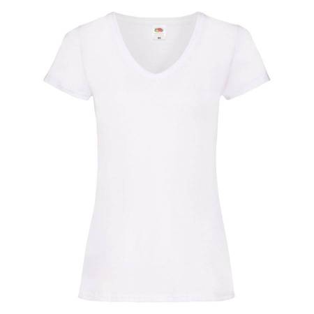 Футболка "Lady-Fit V-Neck T", белый_XS, 95% х/б, 5% эластан