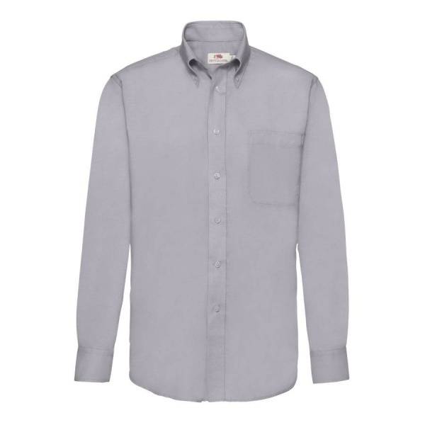 Рубашка "Long Sleeve Oxford Shirt", светло-серый_XL, 70% х/б, 30% п/э