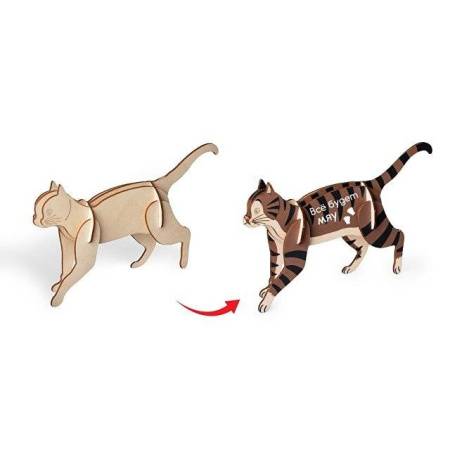 Деревянный 3d пазл "Котик"