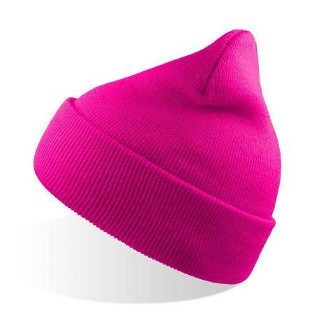 Шапка вязаная  двойная "Wind", с отворотом_бежевый