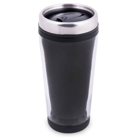 Термокружка DESK,  350 мл,  пластик, металл,  полиграфическая вставка