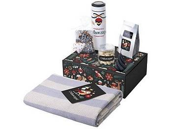 Подарочный набор c пледом, термосом, свечой и миндалем, белый