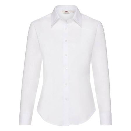 Рубашка "Lady-Fit Long Sleeve Oxford Shirt", белый_XS, 70% х/б, 30% п/э