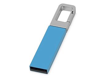 Флеш-карта USB 2.0 16 Gb с карабином "Hook", голубой/серебристый Флеш-карта USB 2.0 16 Gb с карабином "Hook", голубой/серебристый