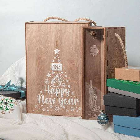 Ящик подарочный для вина WINOTEKA с ручкой, дерево, акрил, 34,5 х 11,5 х 11 см