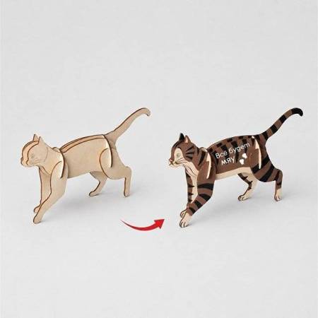 Деревянный 3d пазл "Котик"
