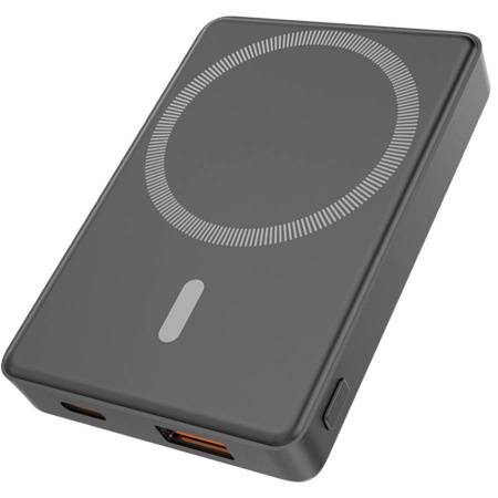 Магнтиный внешний аккумулятор Magnetic с беспроводной зарядкой (5W), 5000 Mah, черный