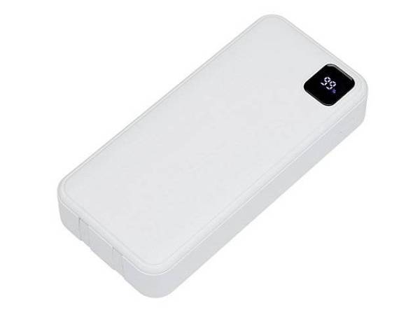 Внешний аккумулятор со встроенными кабелями «Фрэйм Про», быстрая зарядка, 20000мач