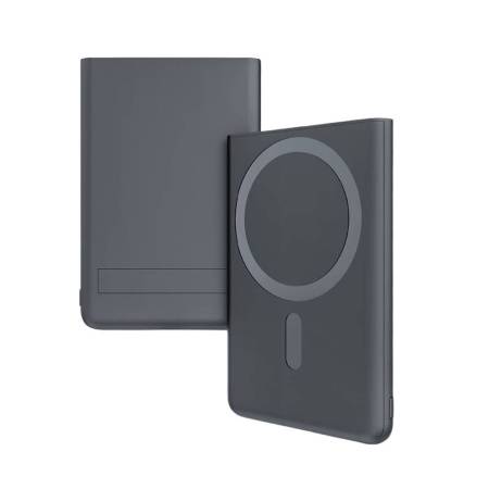 Магнитный внешний аккумулятор Slims с беспроводной зарядкой (15W), 5000 Mah