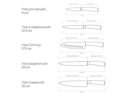 Набор из 5 кухонных ножей и блока для ножей с ножеточкой, NADOBA, серия DANA