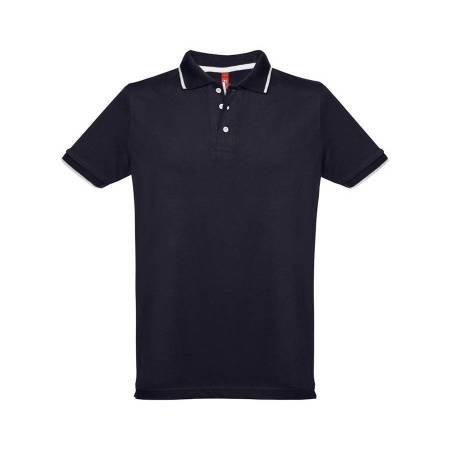 Рубашка-поло мужская SPECTRUM, к/р, белый/черный, S, 100% хлопок