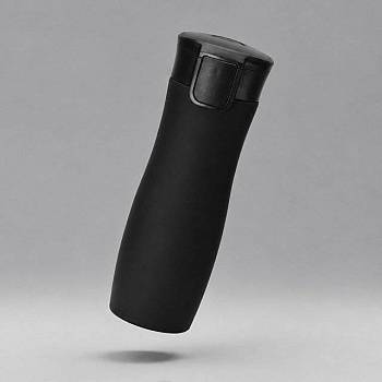 Вакуумная термокружка с кнопкой Streamline, Waterline, soft-touch, черный