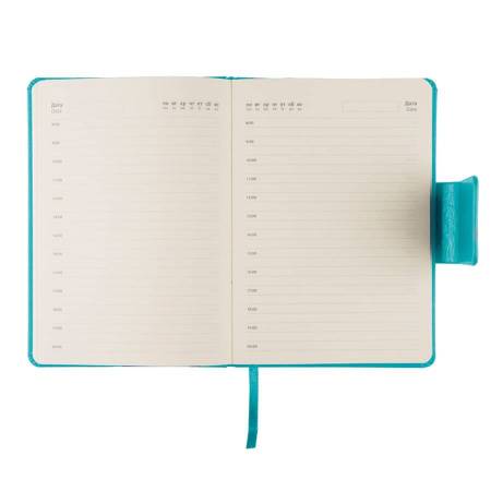 Ежедневник недатированный Stevie, А5,  бирюзовый, кремовый блок, без обреза