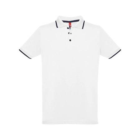 Рубашка-поло мужская SPECTRUM, к/р, белый/черный, S, 100% хлопок