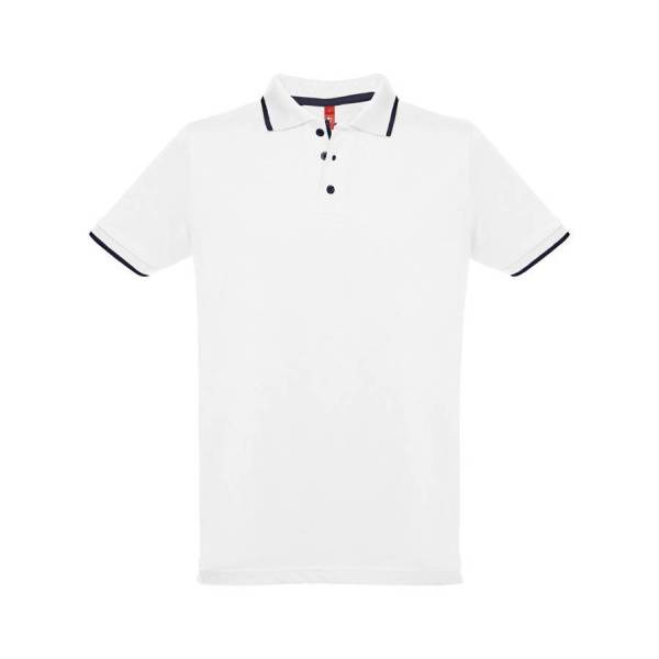 Рубашка-поло мужская SPECTRUM, к/р, белый/черный, S, 100% хлопок