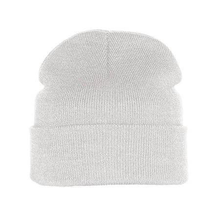 Шапка вязаная двойная "Essential", с отворотом, белый