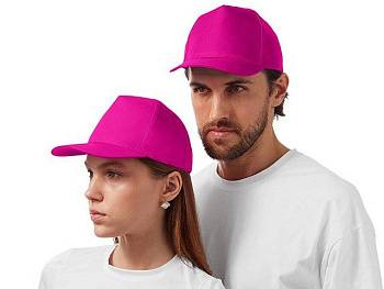 Бейсболка "Poly" 5-ти панельная 120гр, фуксия
