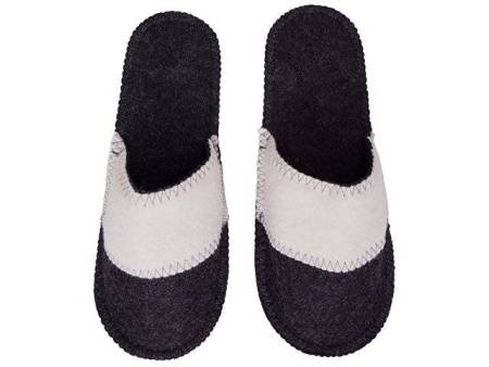 Тапочки белые/серые с отворотом без вышивки