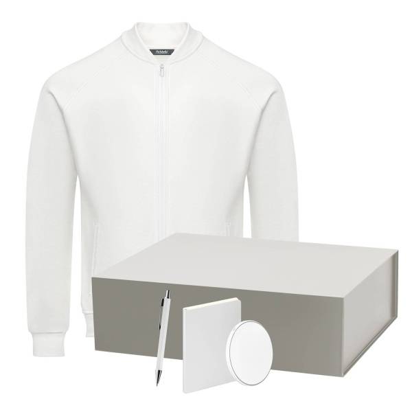 Набор с одеждой TORRES (толстовка, зарядное устройство, блокнот, ручка), белый/серебряный