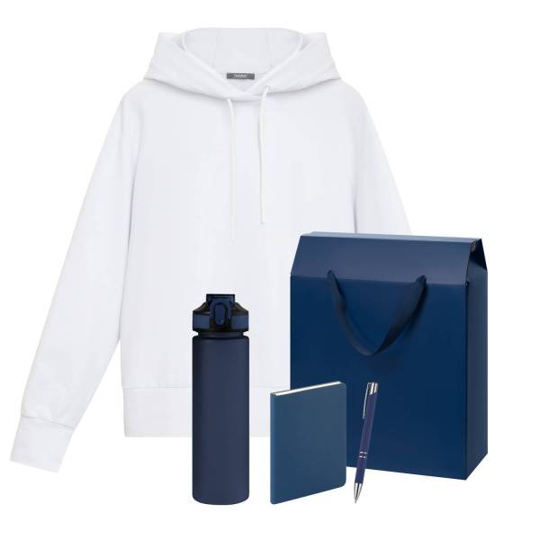 Набор с одеждой ALEX (худи, бутылка, ежедневник, ручка), синий