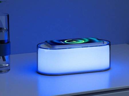 Ночник с беспроводной зарядкой и RGB подсветкой "Miracle", 15 Вт, белый